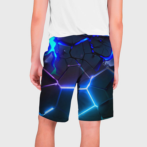 Мужские шорты Микс из разломленных плит и неоновое свечения / 3D-принт – фото 2