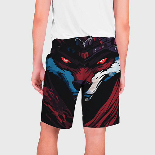 Мужские шорты Злая лиса с красными глазами в стиле манга - angry / 3D-принт – фото 2