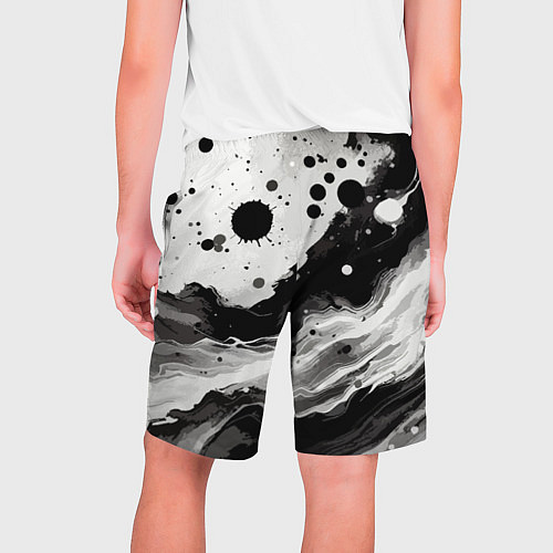 Мужские шорты Чёрно-белая абстракция - кляксы / 3D-принт – фото 2
