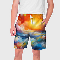 Шорты на шнурке мужские Закат солнца - разноцветные облака, цвет: 3D-принт