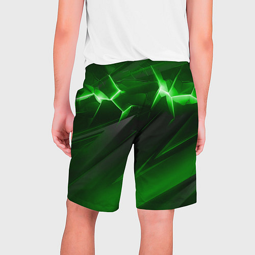 Мужские шорты Яркая зеленая объемная абстракция / 3D-принт – фото 2