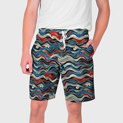 Шорты на шнурке мужские Разноцветные абстрактные волны, цвет: 3D-принт