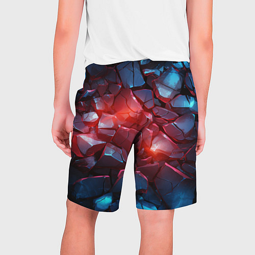 Мужские шорты Синие камни с красным светом / 3D-принт – фото 2