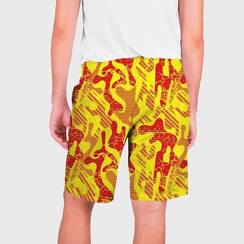 Мужские шорты Абстракция красный рисунок на желтом фоне / 3D-принт – фото 2