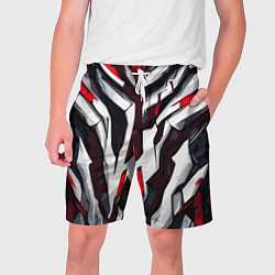 Шорты на шнурке мужские Хаотичная красно-белая абстракция, цвет: 3D-принт