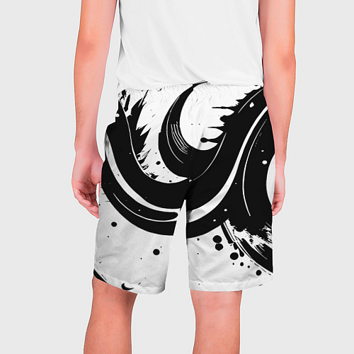 Мужские шорты Чёрно-белая экспрессивная абстракция / 3D-принт – фото 2