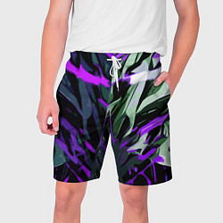 Шорты на шнурке мужские Хаотичная чёрно-фиолетово абстракция, цвет: 3D-принт