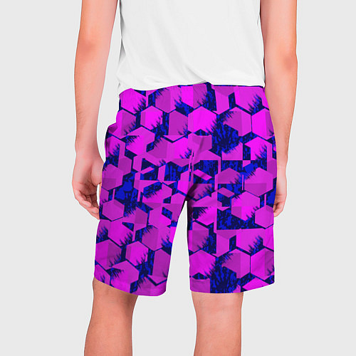Мужские шорты Абстракция темно фиолетовый геометрический фон / 3D-принт – фото 2