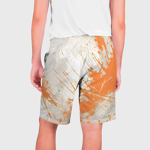 Мужские шорты Оранжевая краска на белом / 3D-принт – фото 2