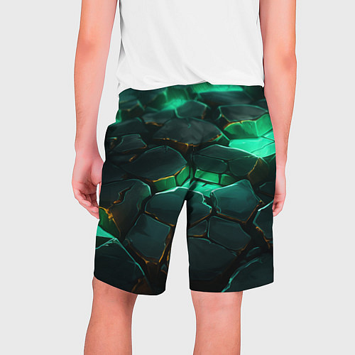 Мужские шорты Зеленые камни с освещением текстура / 3D-принт – фото 2