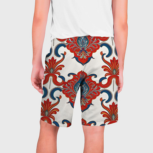 Мужские шорты Узор красно-синий на белом фоне / 3D-принт – фото 2