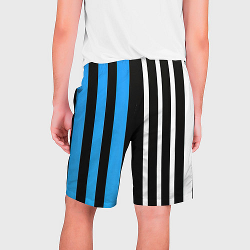 Мужские шорты Вертикальные полосы триколор синий / 3D-принт – фото 2