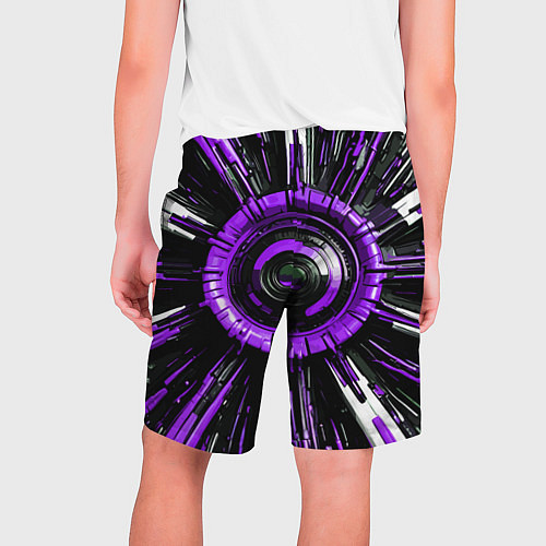 Мужские шорты Чёрно-фиолетовая сфера киберпанк / 3D-принт – фото 2