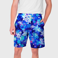 Шорты на шнурке мужские Яркие узоры снежинок, цвет: 3D-принт
