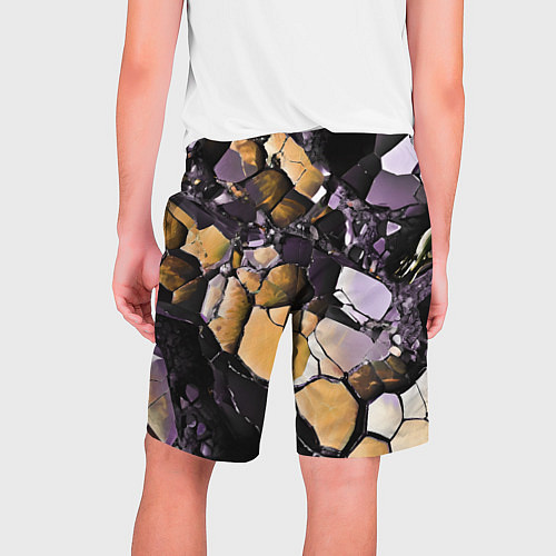 Мужские шорты Чёрно-жёлтый камень / 3D-принт – фото 2