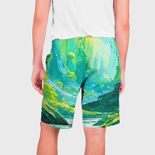 Мужские шорты Зелёная кислотная абстракция / 3D-принт – фото 2