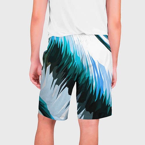 Мужские шорты Чёрно-синие острые полосы на белом фоне / 3D-принт – фото 2