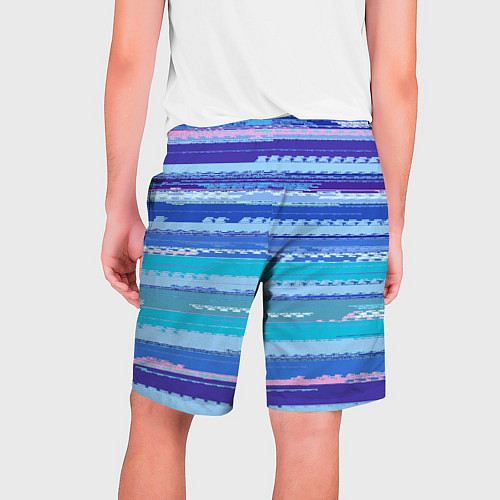 Мужские шорты Морской сине-голубой абстрактные полосы / 3D-принт – фото 2