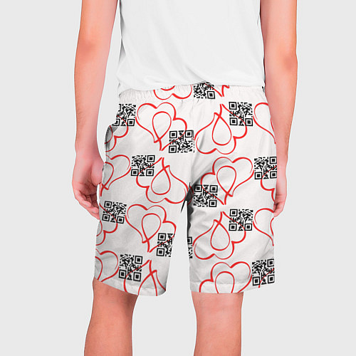 Мужские шорты Сердца и код любви на белом / 3D-принт – фото 2