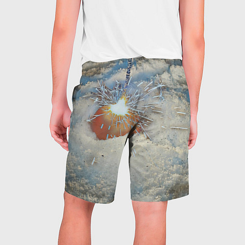 Мужские шорты Искрящийся мандарин на снегу / 3D-принт – фото 2