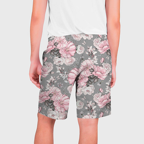 Мужские шорты Розовые розы на сером / 3D-принт – фото 2