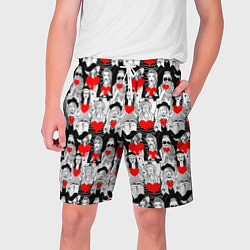 Шорты на шнурке мужские Девушки держат сердца, цвет: 3D-принт