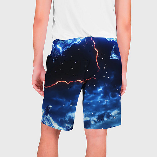 Мужские шорты Звезды и молнии в разломе плит / 3D-принт – фото 2