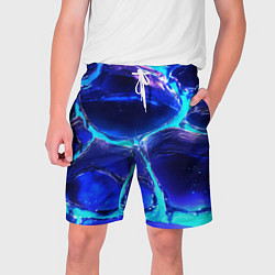 Шорты на шнурке мужские Объемные плиты в неоновом свечение, цвет: 3D-принт
