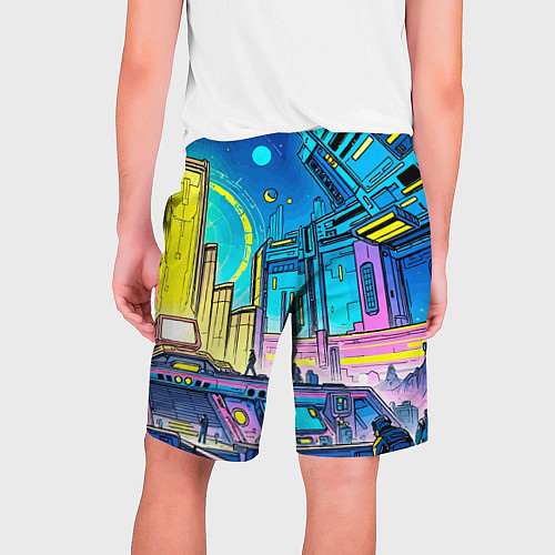 Мужские шорты Космический город / 3D-принт – фото 2