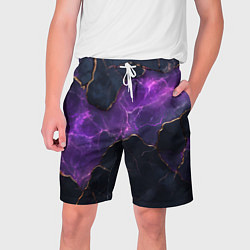 Шорты на шнурке мужские Фиолетовый разлом с молниями, цвет: 3D-принт