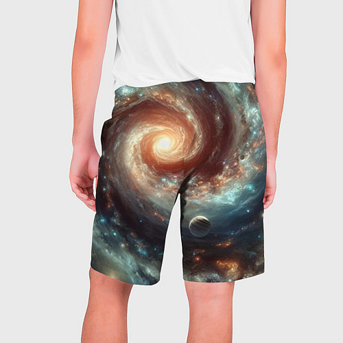 Мужские шорты Далёкая неоновая галактика - нейросеть / 3D-принт – фото 2