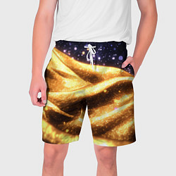 Шорты на шнурке мужские Золотая текстура и синее небо, цвет: 3D-принт