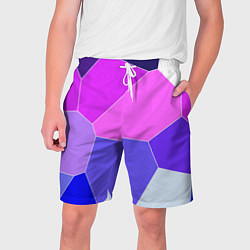 Шорты на шнурке мужские Сине-розовый крупные фрагменты, цвет: 3D-принт