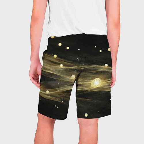 Мужские шорты Золотистый свет на черной текстуре / 3D-принт – фото 2