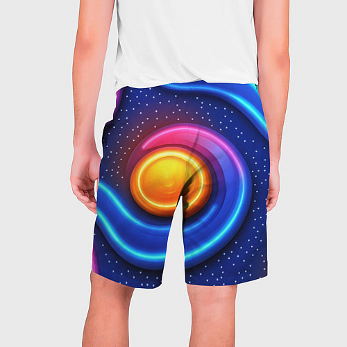Мужские шорты Оранжевый круг и голубые линии текстура / 3D-принт – фото 2