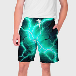 Шорты на шнурке мужские Color light blue black, цвет: 3D-принт