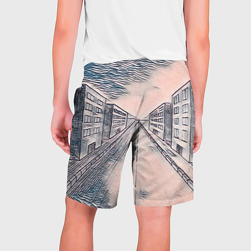 Мужские шорты Сумрачный город / 3D-принт – фото 2