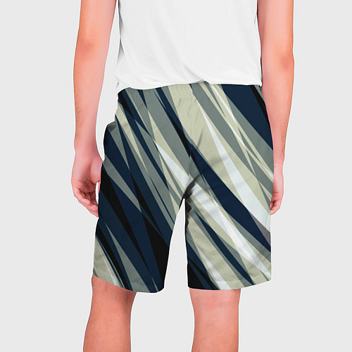 Мужские шорты Синий с оливковым диагональные полосы / 3D-принт – фото 2