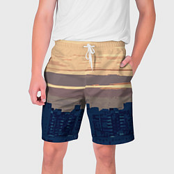 Шорты на шнурке мужские Городской пейзаж стилизованный, цвет: 3D-принт