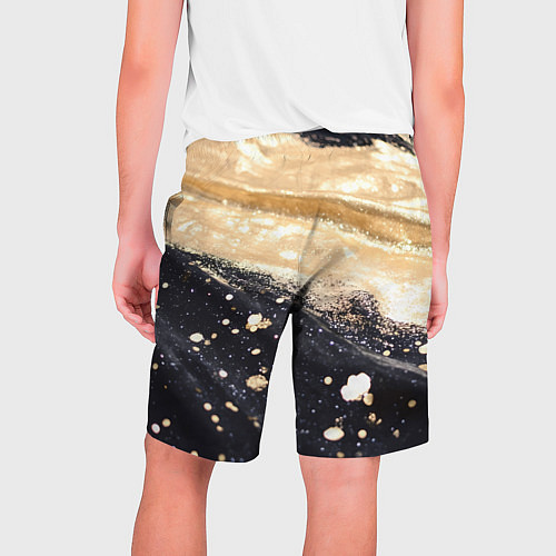 Мужские шорты Золотая текстура на черном фоне / 3D-принт – фото 2