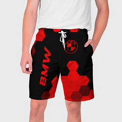 Шорты на шнурке мужские BMW - red gradient вертикально, цвет: 3D-принт