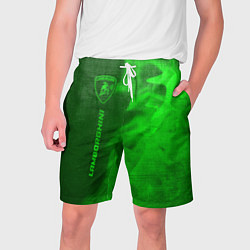 Шорты на шнурке мужские Lamborghini - green gradient по-вертикали, цвет: 3D-принт
