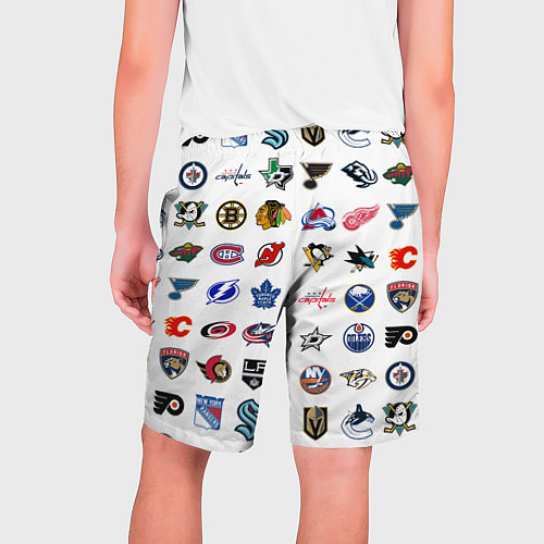 Мужские шорты Команды НХЛ на белом фоне / 3D-принт – фото 2