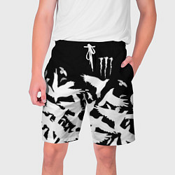 Шорты на шнурке мужские Monster energy crow, цвет: 3D-принт
