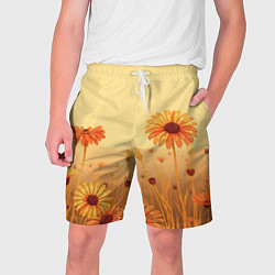 Шорты на шнурке мужские Цветы на закате, цвет: 3D-принт