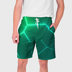 Шорты на шнурке мужские Зеленые неоновые плитки, цвет: 3D-принт