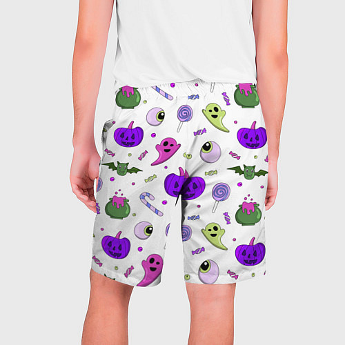 Мужские шорты Halloween purple pumpkin pattern / 3D-принт – фото 2