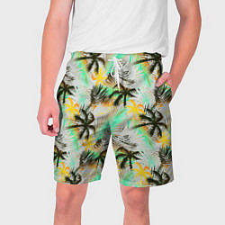 Шорты на шнурке мужские Palm black yellow white, цвет: 3D-принт