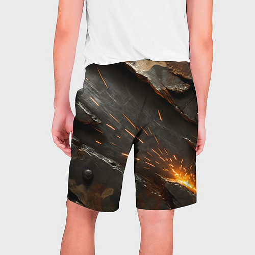 Мужские шорты Искры метала под камуфляжем / 3D-принт – фото 2