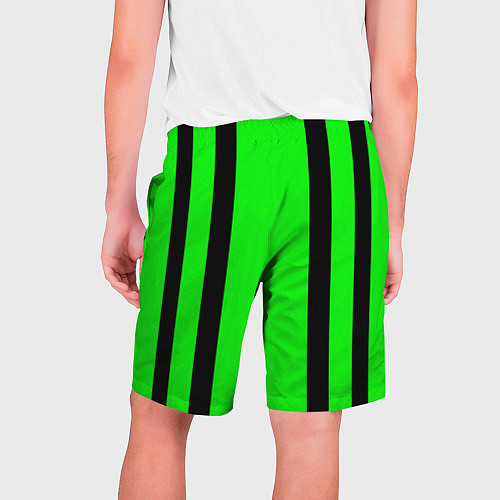 Мужские шорты Color black and green stripes / 3D-принт – фото 2